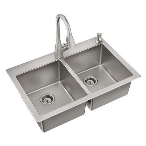 all-in-one stainless steel sink with cabinet kit|Moen® Kiran All.